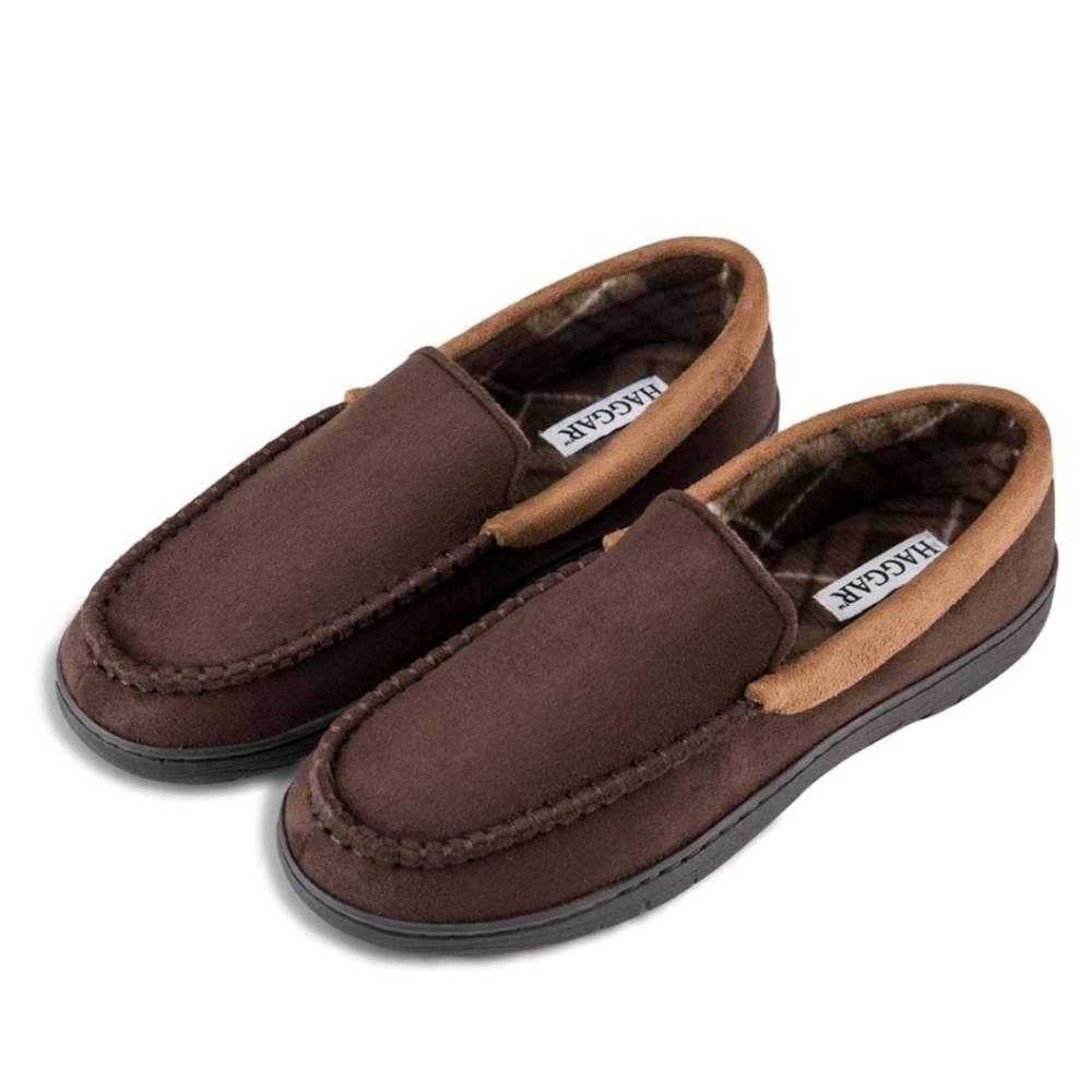 Haggar Men's Dark Brown Memory Foam Loafer Slippers